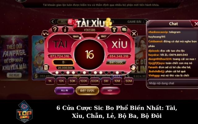 6 Cửa Cược Sic Bo Phổ Biến Nhất: Tài, Xỉu, Chẵn, Lẻ, Bộ Ba, Bộ Đôi